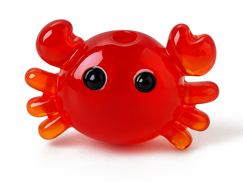 Achat Breloque crabe rouge en verre coloré