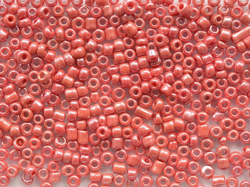 Achat Tube de 350 perles de rocailles opaques nacrées - rouge tomate