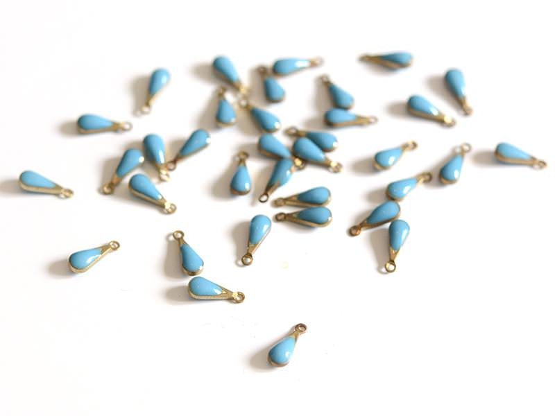 achat Breloque petite goutte émaillée - bleu turquoise