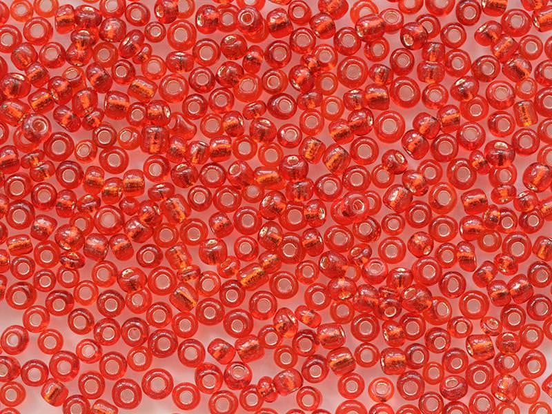 Achat Tube de 350 perles à inclusions argentés - rouge tomate