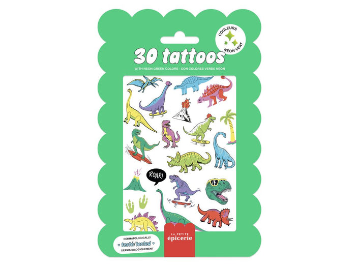 Achat Pochette de 30 Tattoos Paillettes néon vert - Dino Crush