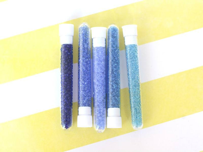 Achat Tube de 350 perles transparentes - bleu azur