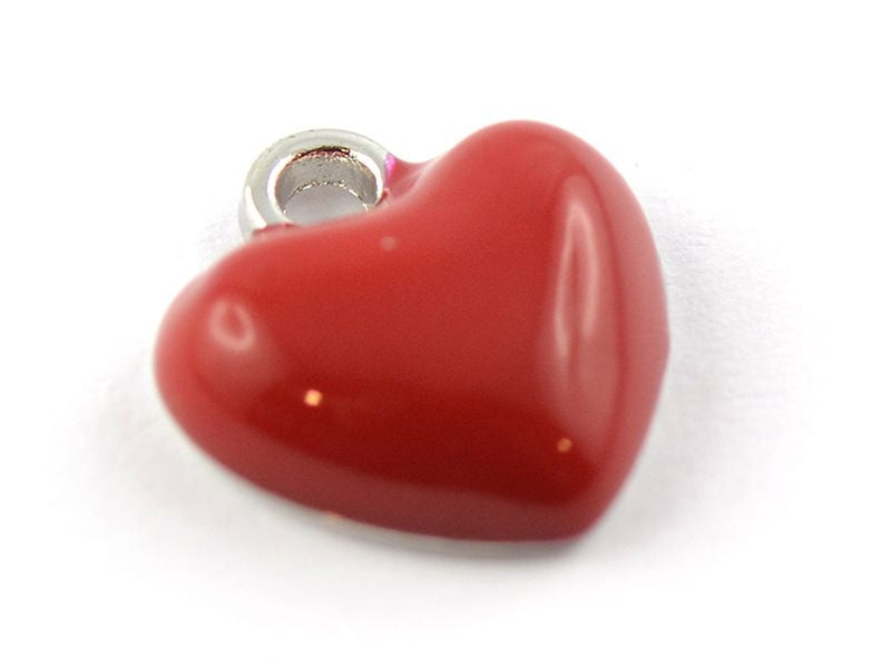 Achat Breloque émaillée - coeur rouge