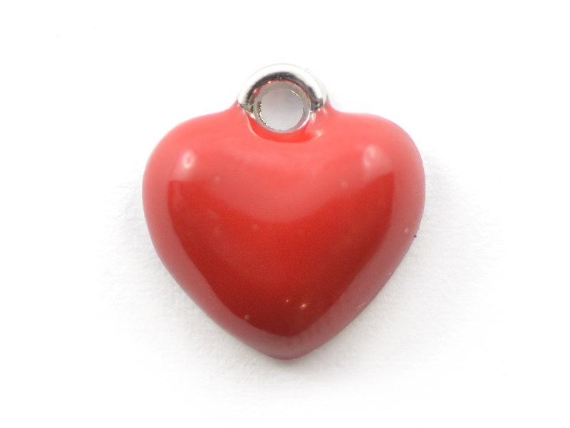 achat Breloque émaillée - coeur rouge