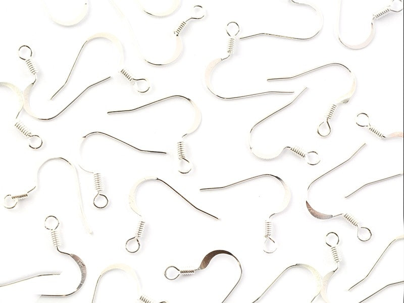 Achat 10 paires de boucles d'oreilles - crochets plats - couleur argenté clair