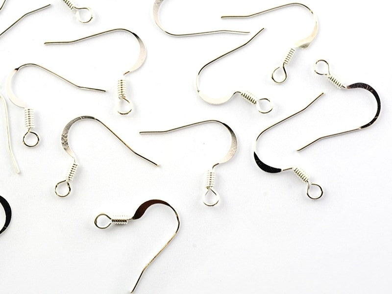 achat 10 paires de boucles d'oreilles - crochets plats - couleur argenté clair
