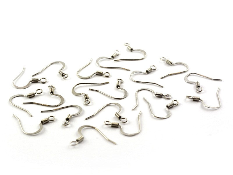 Achat 10 paires de boucles d'oreilles - crochets plats - couleur argenté