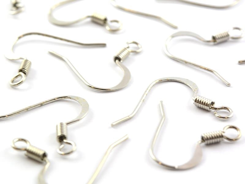 achat 10 paires de boucles d'oreilles - crochets plats - couleur argenté