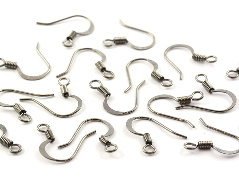 achat 10 paires de boucles d'oreilles - crochets plats - couleur noir métallisé
