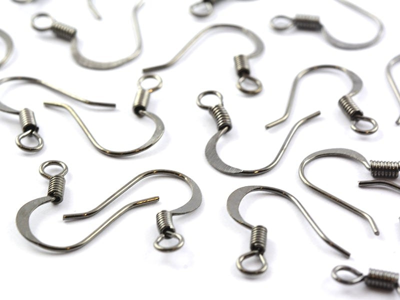 achat 10 paires de boucles d'oreilles - crochets plats - couleur noir métallisé