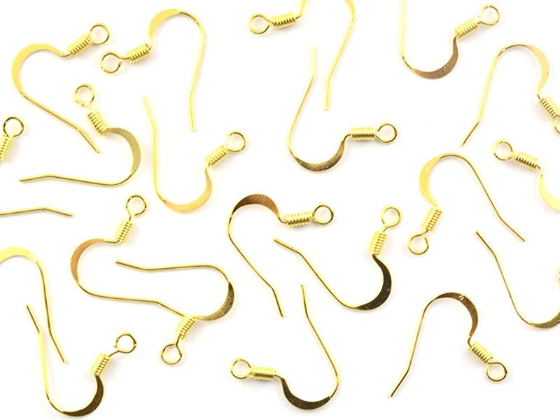 Achat 10 paires de boucles d'oreilles - crochets plats - couleur or