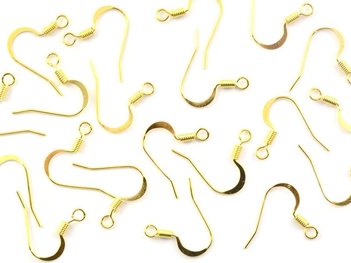 Achat 10 paires de boucles d'oreilles - crochets plats - couleur or