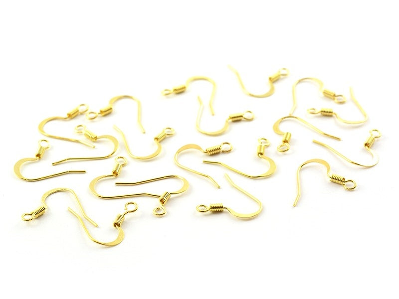 Achat 10 paires de boucles d'oreilles - crochets plats - couleur or