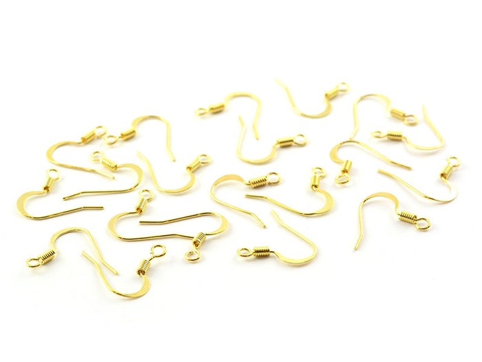 Achat 10 paires de boucles d'oreilles - crochets plats - couleur or