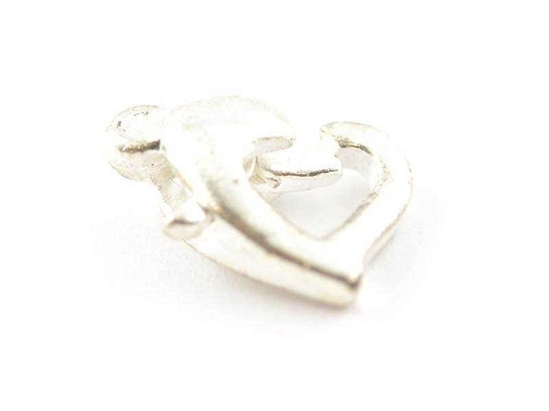 Achat 1 fermoir mousqueton en forme de coeur - couleur argent clair