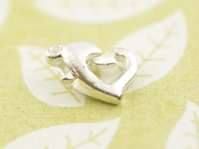 achat 1 fermoir mousqueton en forme de coeur - couleur argent clair