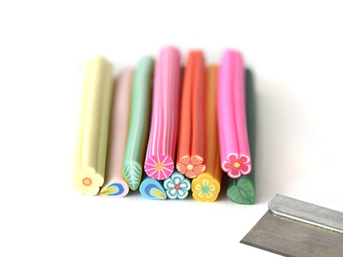 Achat Lot 10 canes & lame - Nature - en pâte polymère