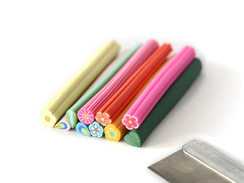 achat Lot 10 canes & lame - Nature - en pâte polymère
