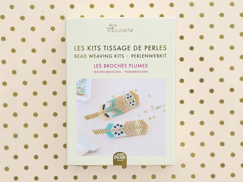 achat Kit Rose Moustache - tissage de perles miyuki - les broches plumes