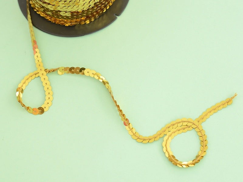 achat 1m de ruban sequin 6 x 6 mm - doré