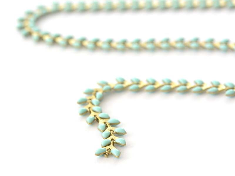 Achat Chaîne épi émaillée bleue turquoise - 50 cm