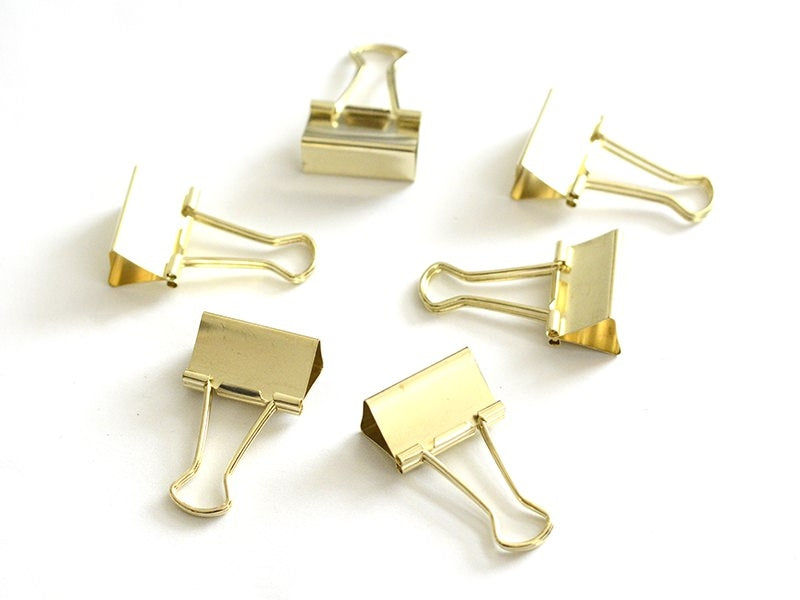 Achat 6 pinces clip dorées 32 mm