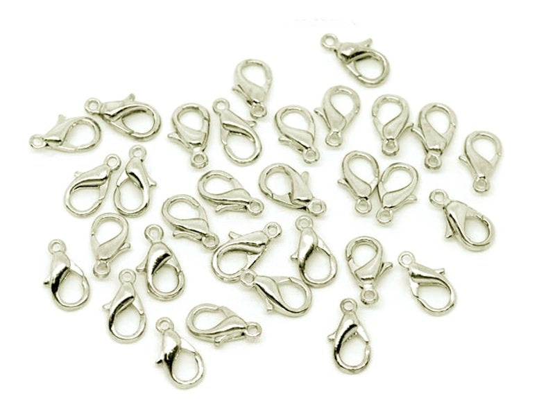 Achat 10 fermoirs mousquetons 12 mm - argenté clairs