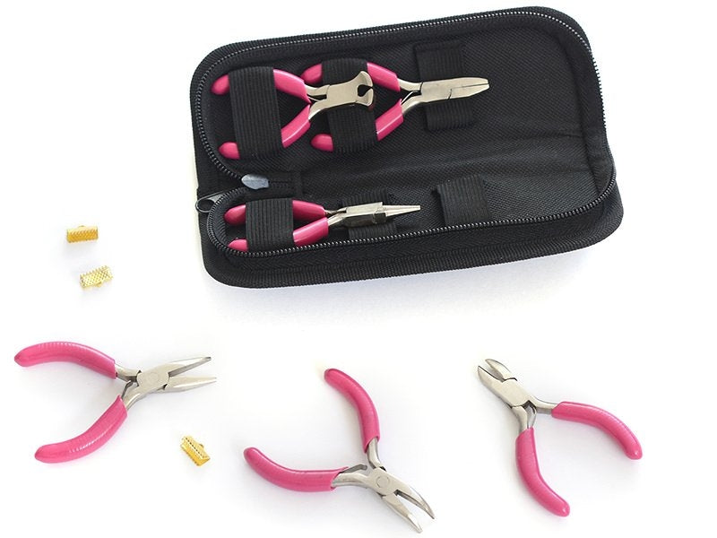 Achat 6 mini pinces roses pour création de bijoux - dans un joli étui
