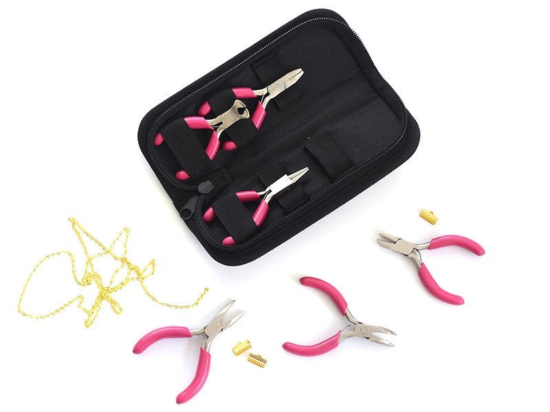 Achat 6 mini pinces roses pour création de bijoux - dans un joli étui