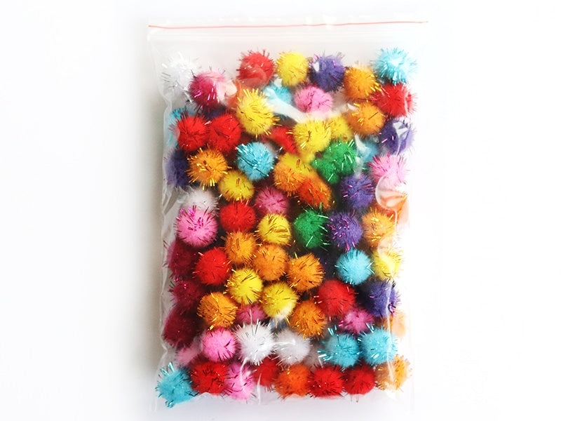 achat Lot de 100 pompons à fils métalliques de couleur vives - 1,5 cm
