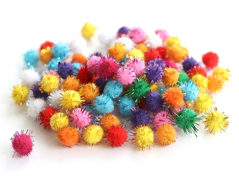 achat Lot de 100 pompons à fils métalliques de couleur vives - 1,5 cm