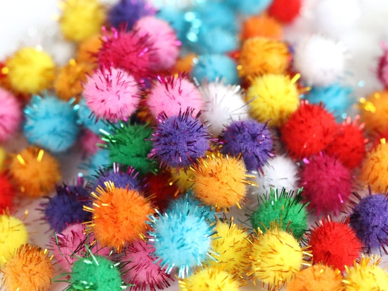 achat Lot de 100 pompons à fils métalliques de couleur vives - 1,5 cm