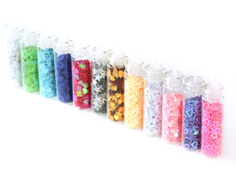 Achat lot de 12 fioles remplies de paillettes