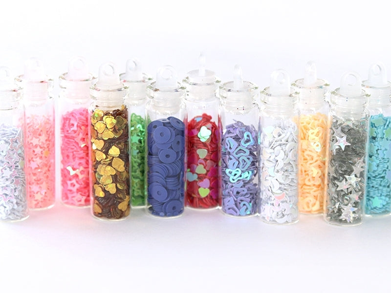 Achat lot de 12 fioles remplies de paillettes