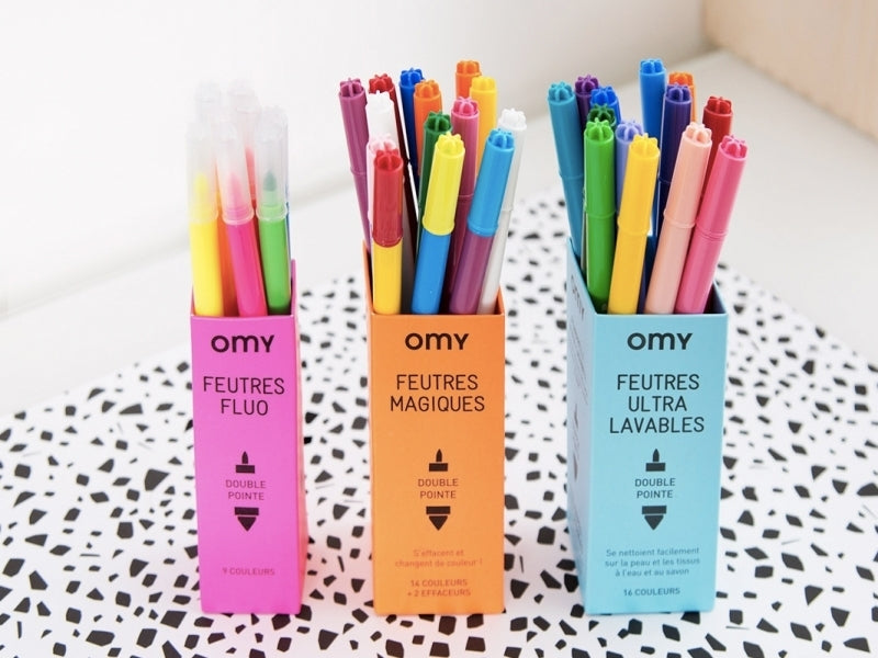 achat Boite de 9 feutres fluos à double pointes - OMY