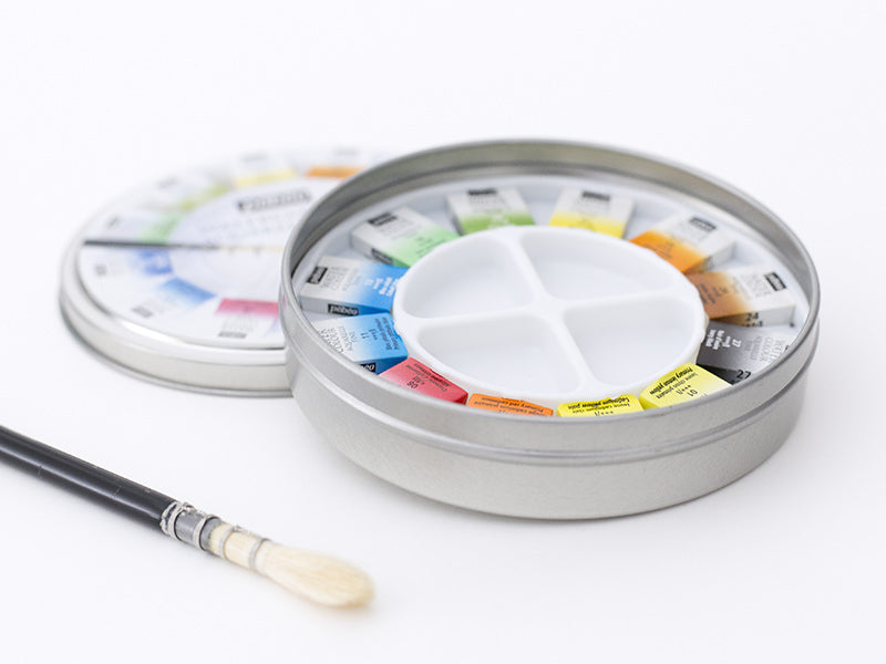 Achat Coffret 12 demi-godets aquarelle fine - boîte ronde