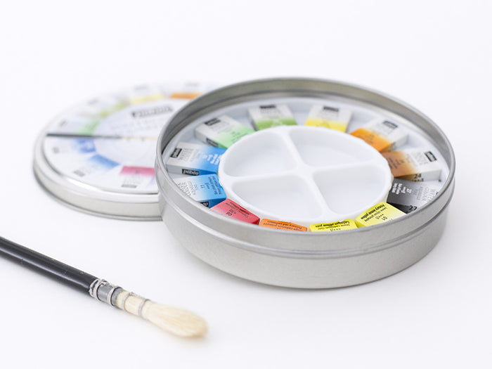 Achat Coffret 12 demi-godets aquarelle fine - boîte ronde