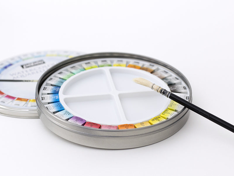 Achat Coffret 24 demi-godets aquarelle fine - boîte ronde