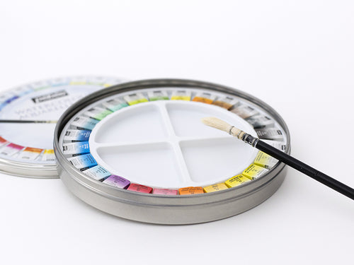 Achat Coffret 24 demi-godets aquarelle fine - boîte ronde