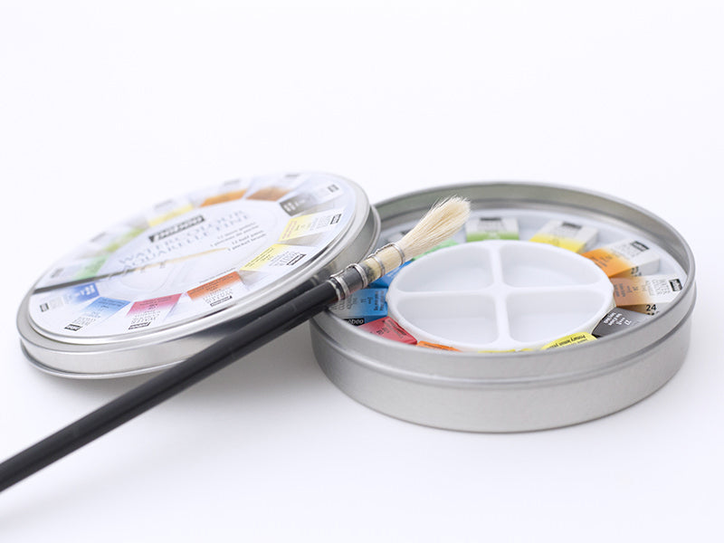 achat Coffret 12 demi-godets aquarelle fine - boîte ronde