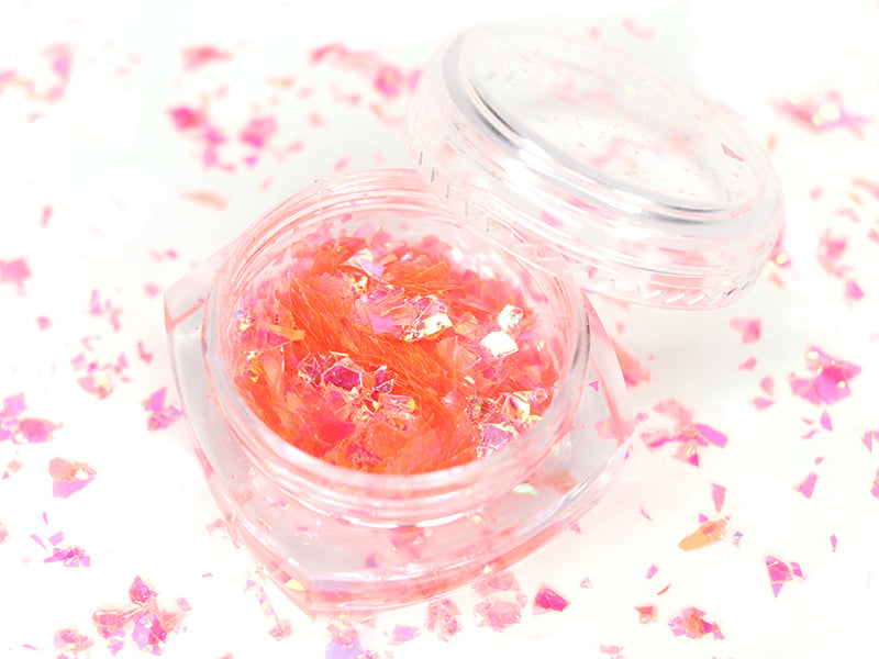 Achat Petit pot de paillettes holographiques et irrégulières - orange corail