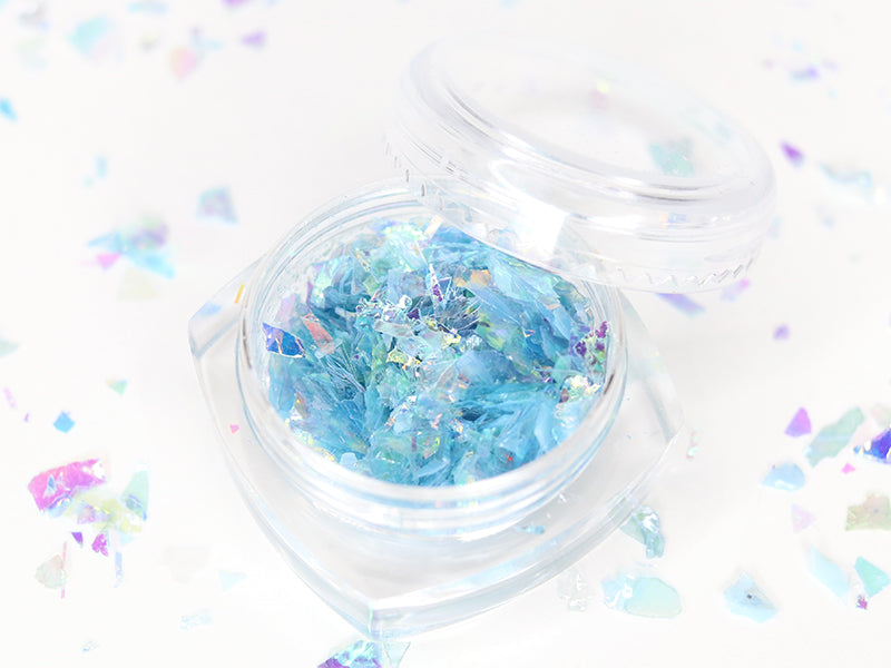 Achat Petit pot de paillettes holographiques et irrégulières - bleu