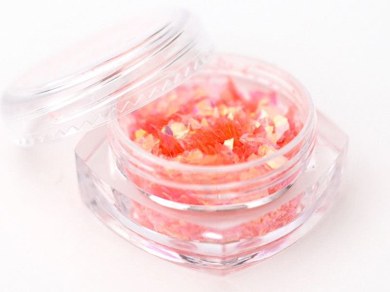 Achat Petit pot de paillettes holographiques et irrégulières - orange corail