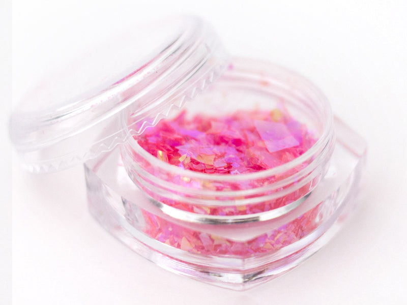Achat Petit pot de paillettes holographiques et irrégulières - rose