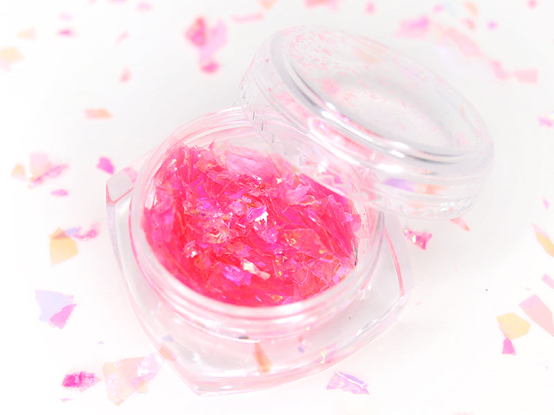 Achat Petit pot de paillettes holographiques et irrégulières - rose