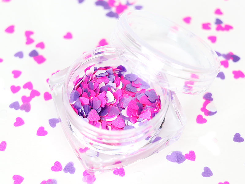 Achat Trio de paillettes en forme de cœur - rose, violet et blanc