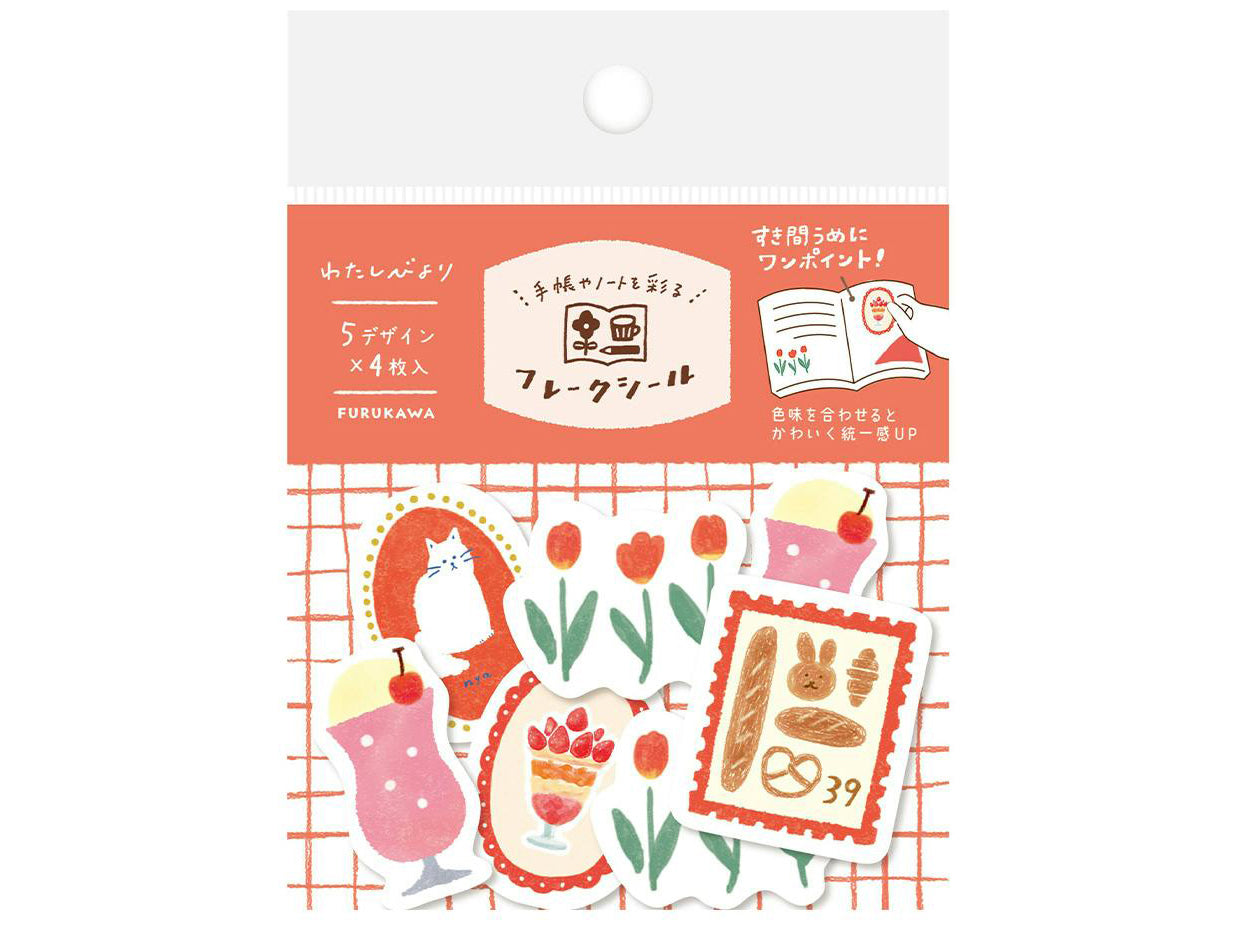 Achat Stickers flake en washi Watashi-Biyori Rouge - Papeterie Japonaise