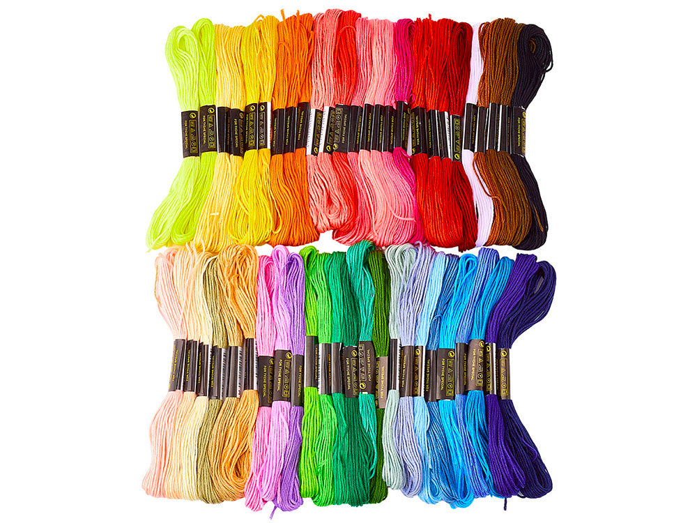 achat 50 écheveaux de fils à broder en polycoton 1 mm - 50 couleurs