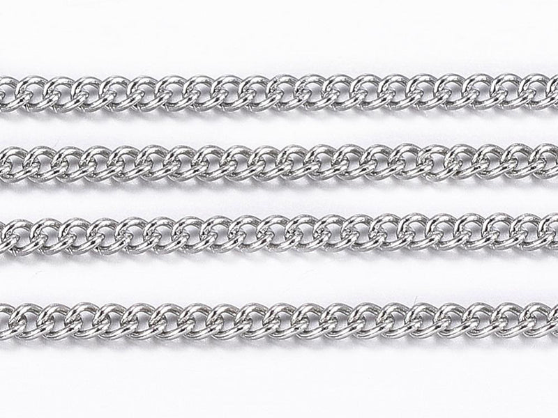 achat Chaine gourmette 1,1 mm en acier inoxydable - argenté foncé x 20 cm