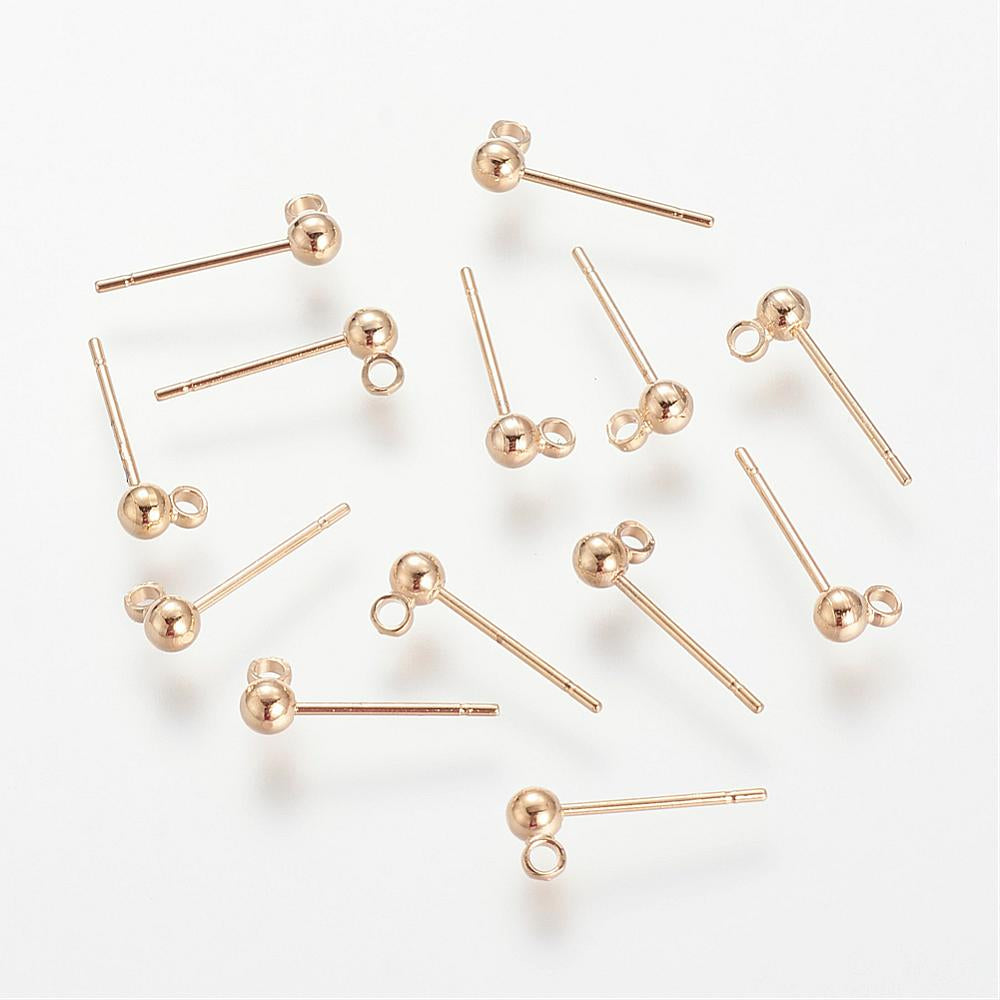 Achat Paire de puces d'oreilles avec anneau - doré à l'or fin